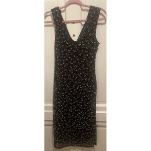 AFRM‎ Women's Dress Small Black Ditsy Floral Sleeveless Lined Sheath